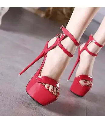 Aneikeh New 2024 Summer Fashion Sandals Sexy Open Toe 16CM High Heels Party Dress Wedding Nightclub Women Shoes Black Red White