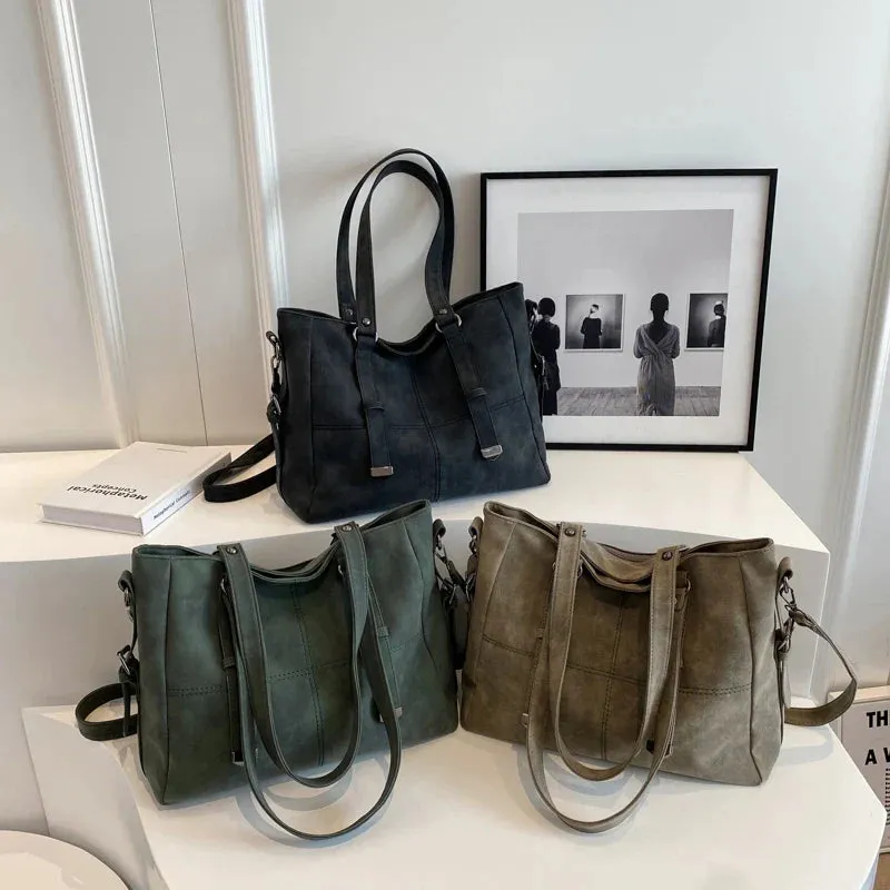 binfenxie  Retro Shoulder Bags For Women Biker Style Soft PU Leather Large Capacity Shopper Tote Autumn New Travel Crossbody Bag
