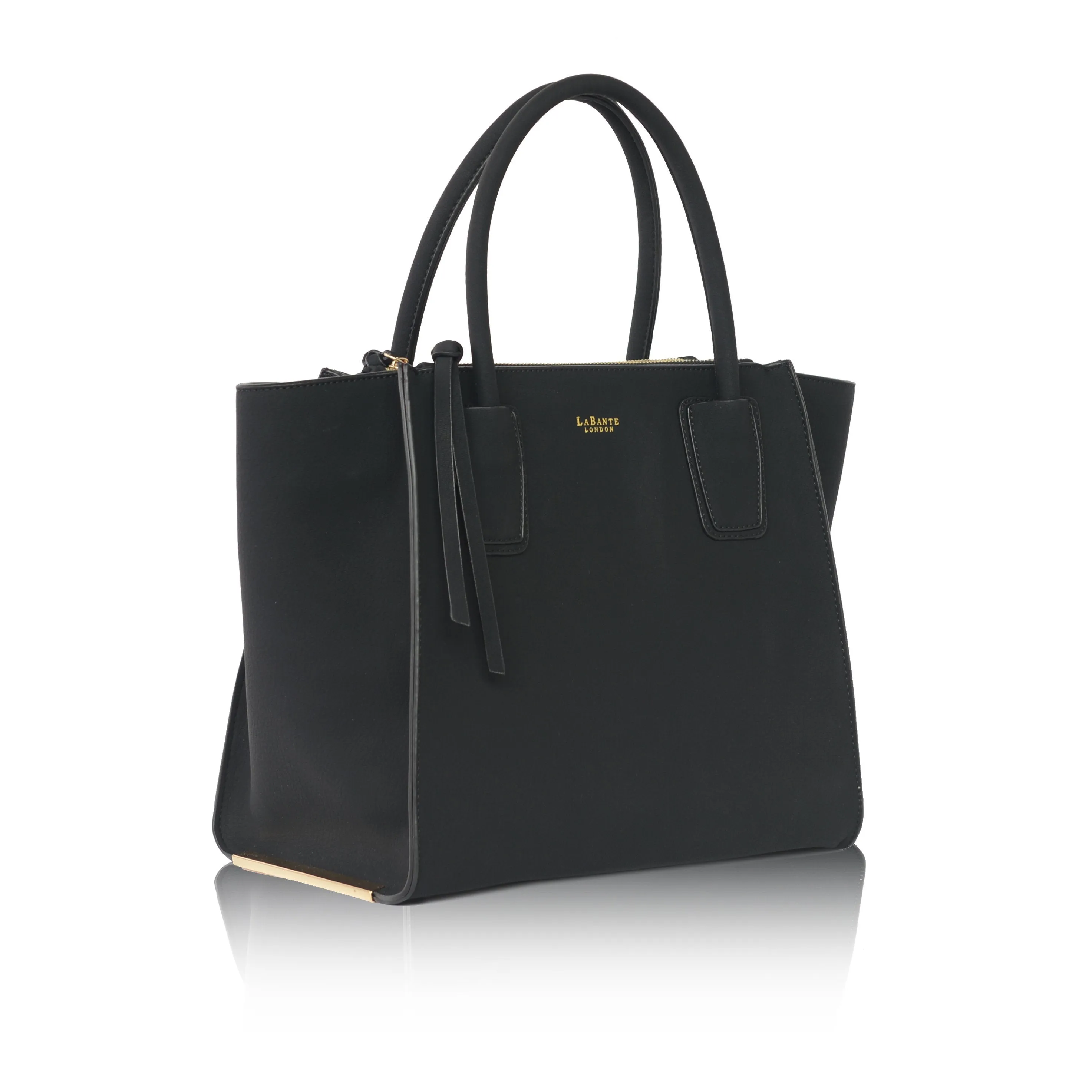 Black - Demi Winged Faux Leather Tote Bag