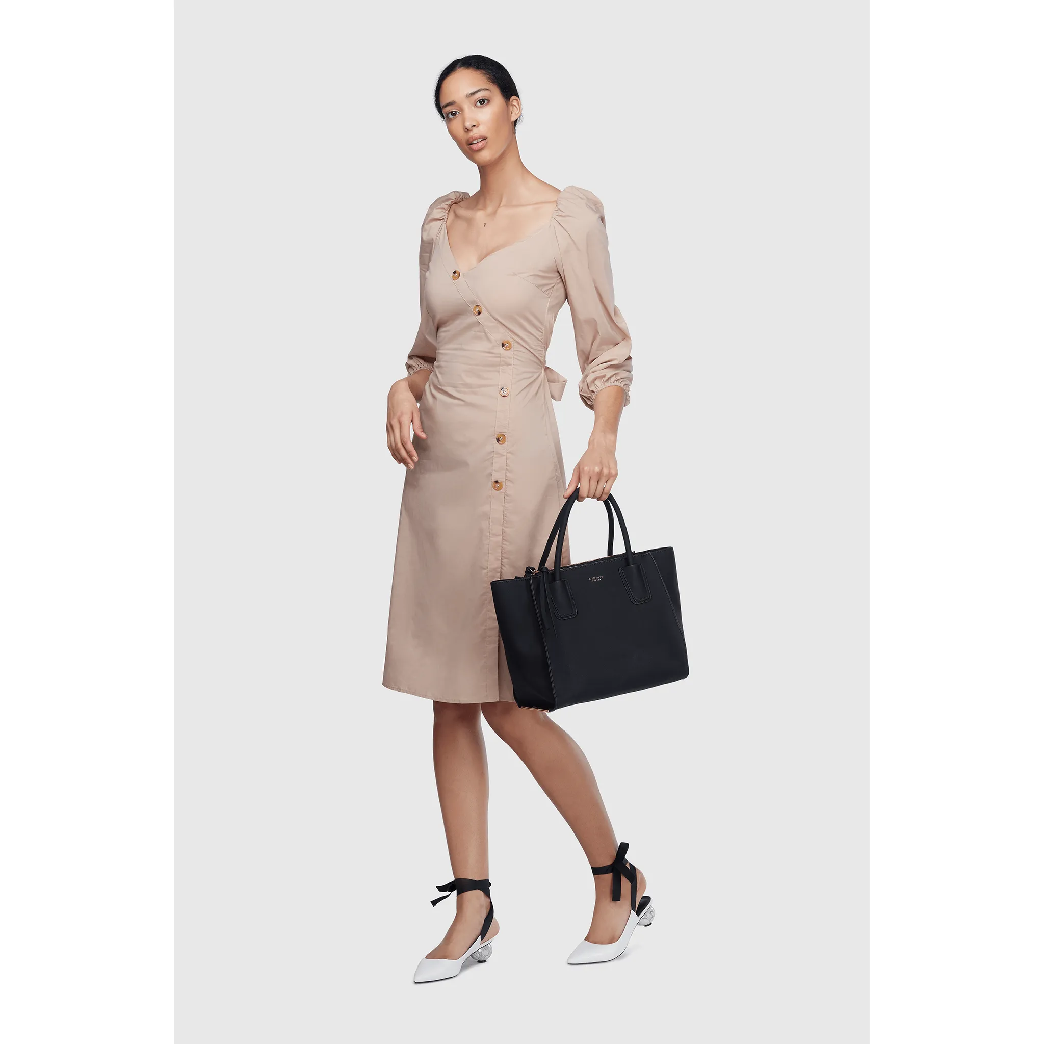 Black - Demi Winged Faux Leather Tote Bag