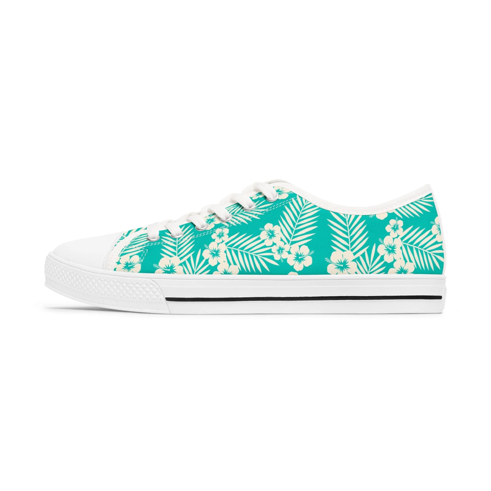 Blue Hibiscus Flower Women's Low Top Sneakers
