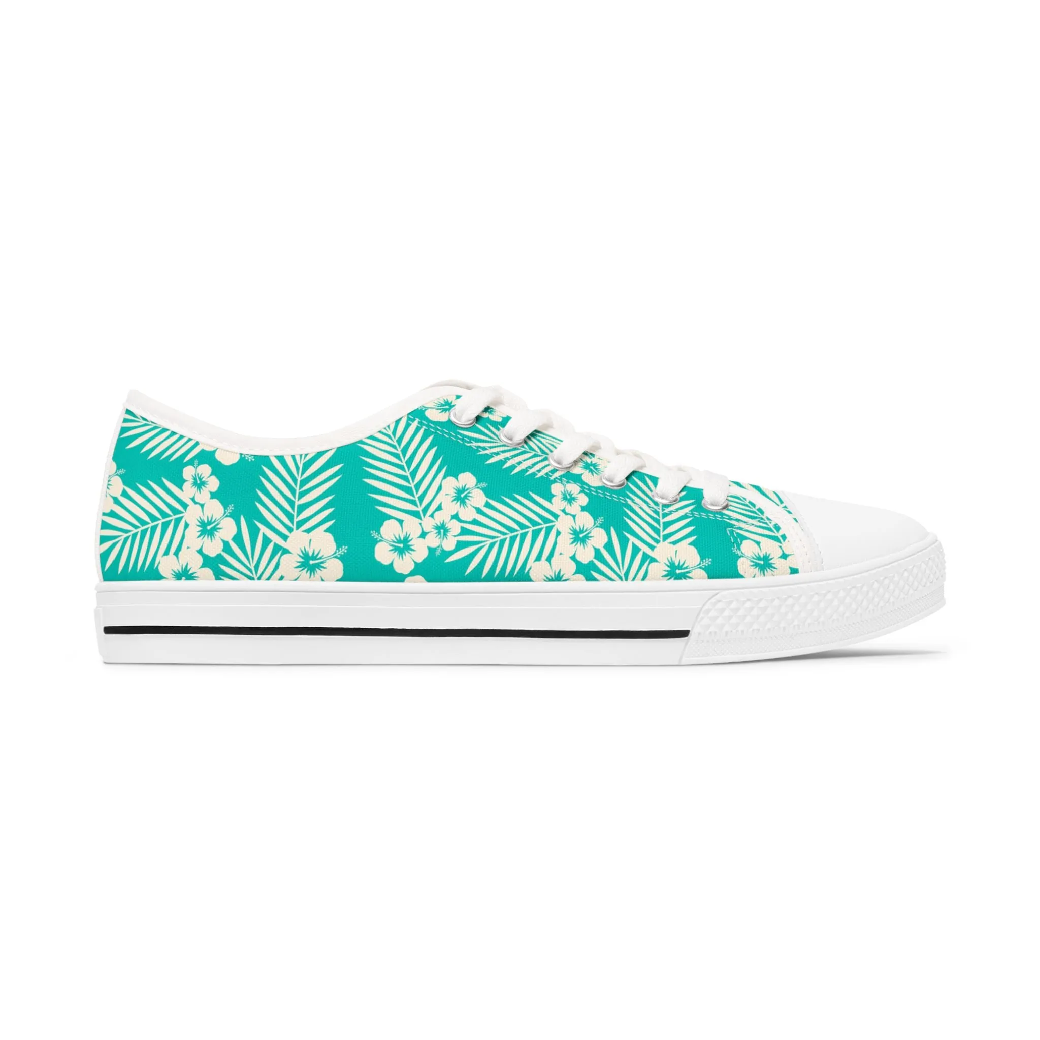 Blue Hibiscus Flower Women's Low Top Sneakers