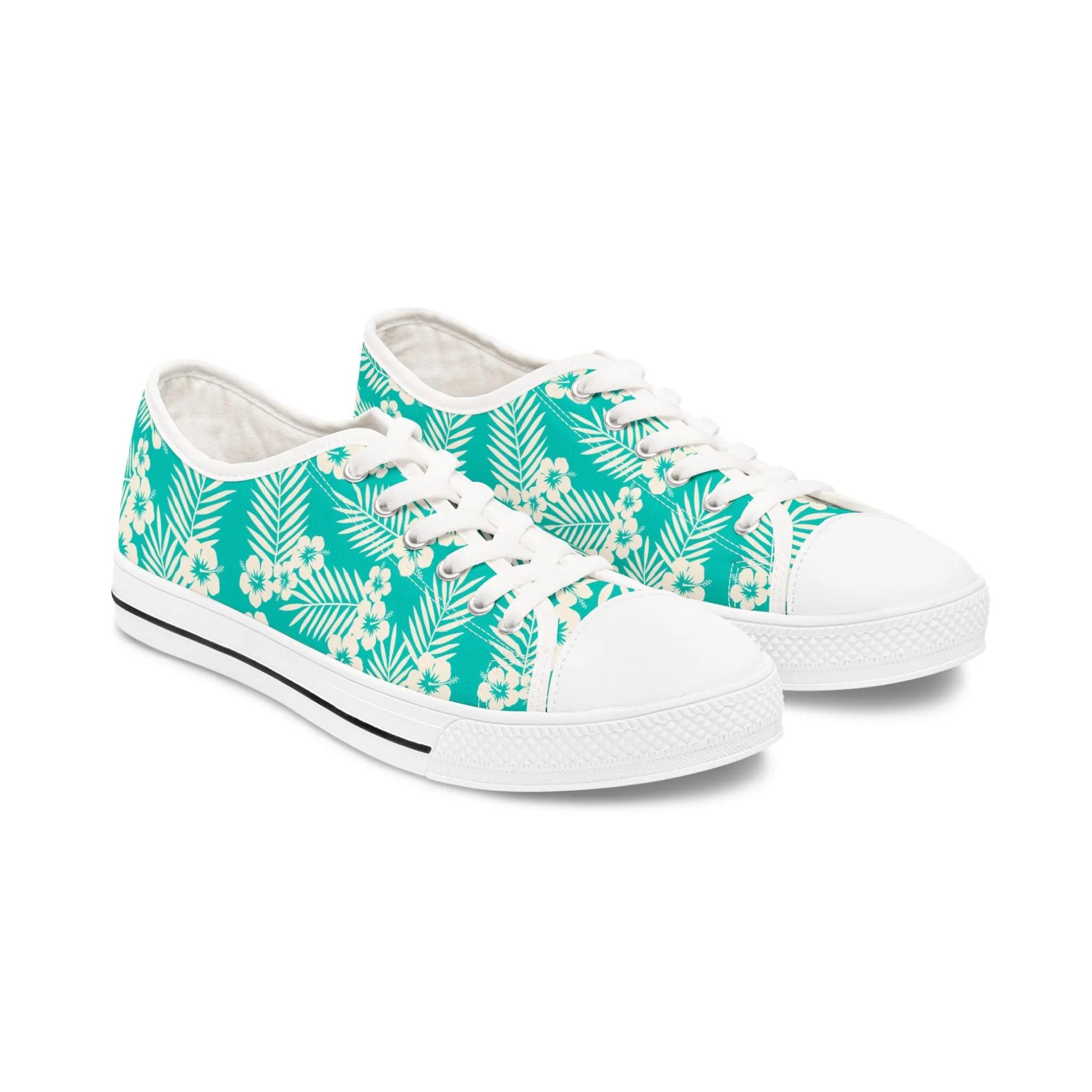 Blue Hibiscus Flower Women's Low Top Sneakers