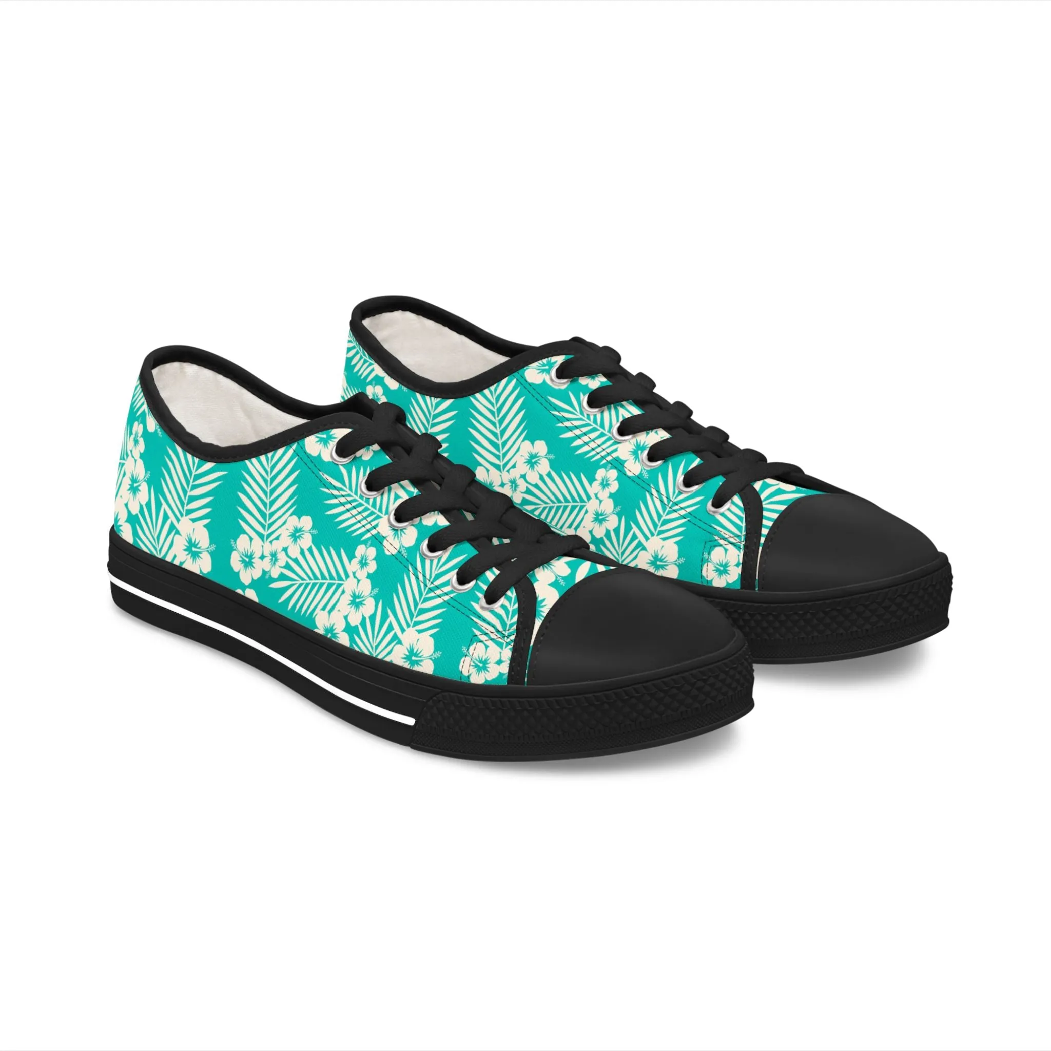 Blue Hibiscus Flower Women's Low Top Sneakers