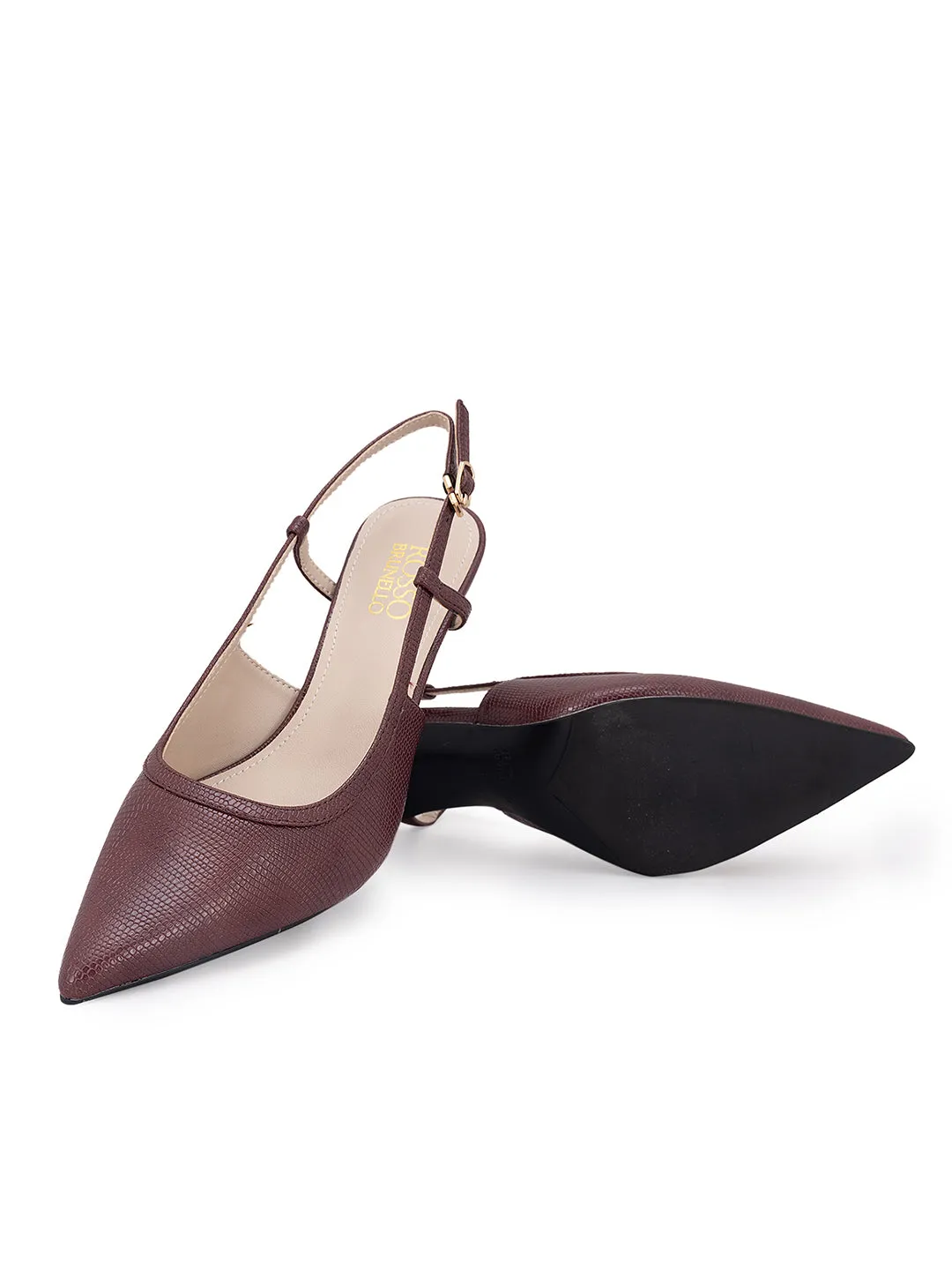 Burgundy Textured Slingback Heels