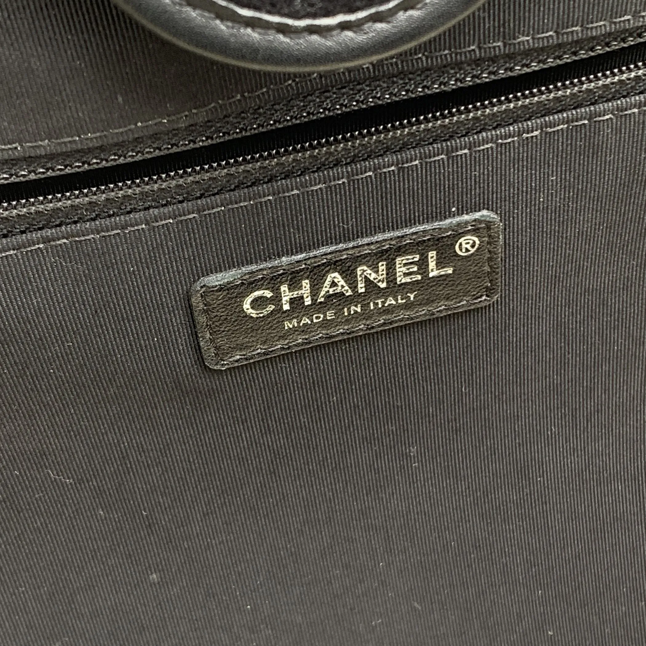 CHANEL Black And White Felt Wool Large Deauville Tote Shoulder Bag