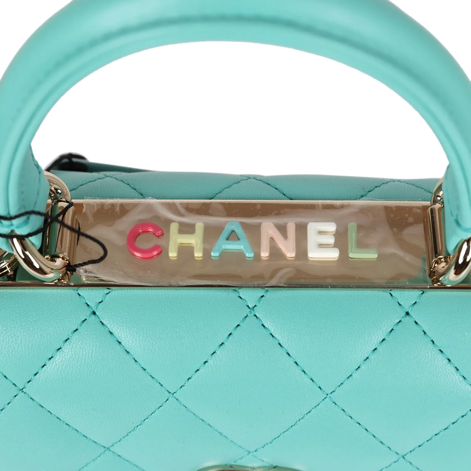 Chanel Mini Trendy CC Bag Turquoise Lambskin Light Gold Hardware