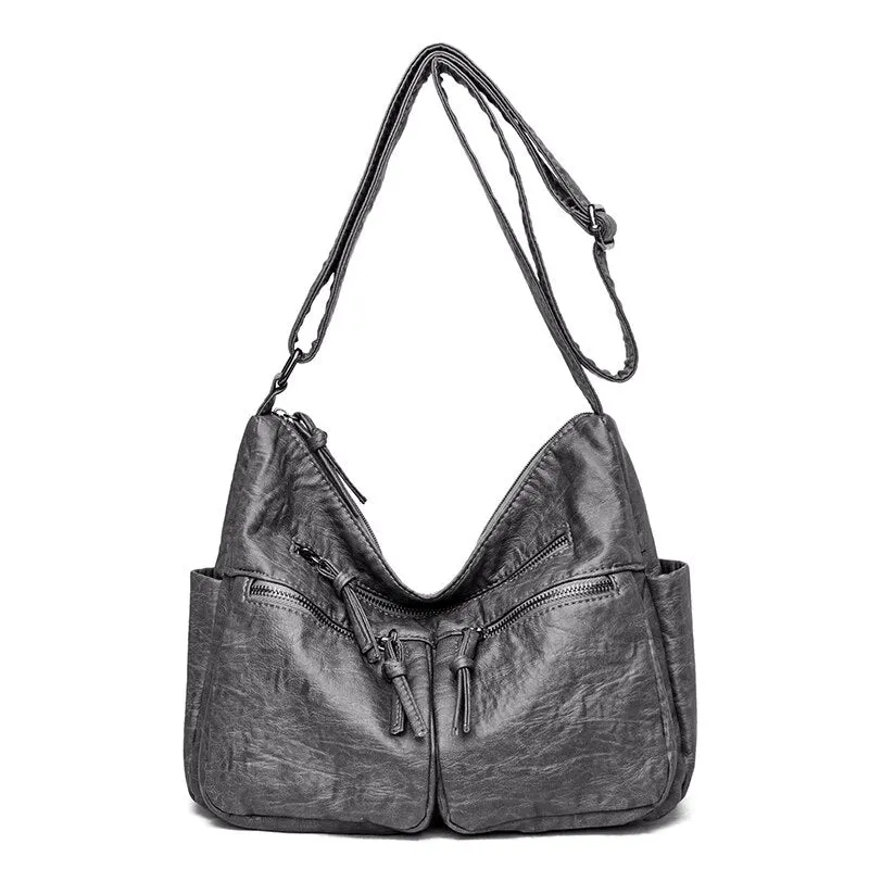 Christmas Gift Luxury Designer Handbag Vintage Soft PU Leather Handbags Casual Shoulder Crossbody Bags for Women 2021 New Ladies Tote Bag Sac
