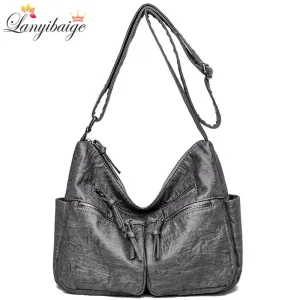 Christmas Gift Luxury Designer Handbag Vintage Soft PU Leather Handbags Casual Shoulder Crossbody Bags for Women 2021 New Ladies Tote Bag Sac