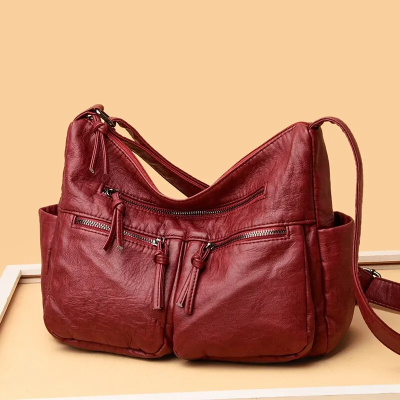 Christmas Gift Luxury Designer Handbag Vintage Soft PU Leather Handbags Casual Shoulder Crossbody Bags for Women 2021 New Ladies Tote Bag Sac