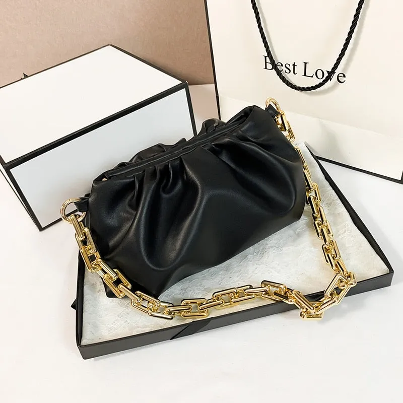 Cloud Pouch Bag Thick Chain Shoulder Bag Fashion Leather Women's Bag Luxury Handbags Designer Crossbody Bags for Women 2020 New