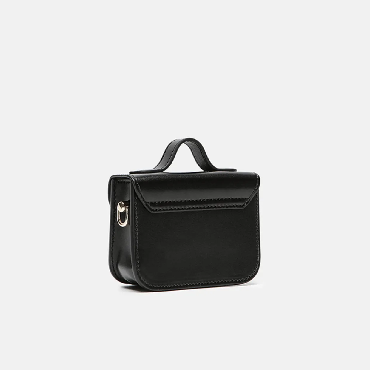 Cute Womens Mini Leather Crossbody Bag Black Leather Shoulder Bag