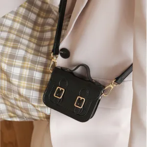 Cute Womens Mini Leather Crossbody Bag Black Leather Shoulder Bag
