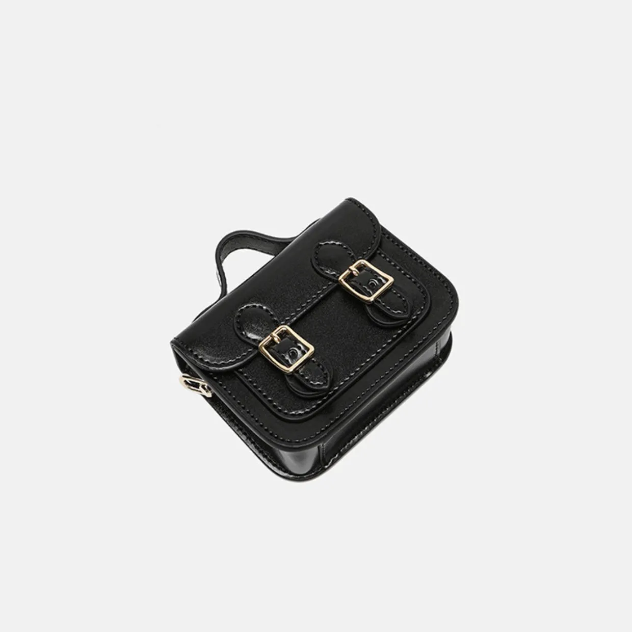 Cute Womens Mini Leather Crossbody Bag Black Leather Shoulder Bag