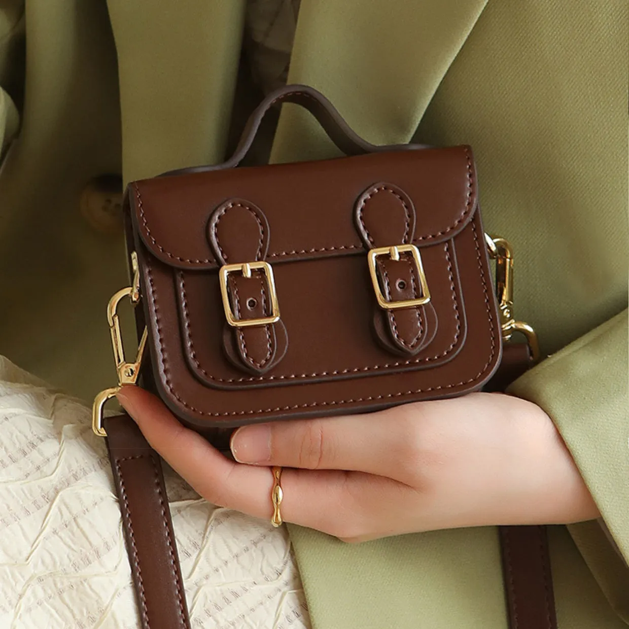 Cute Womens Mini Leather Crossbody Bag Black Leather Shoulder Bag