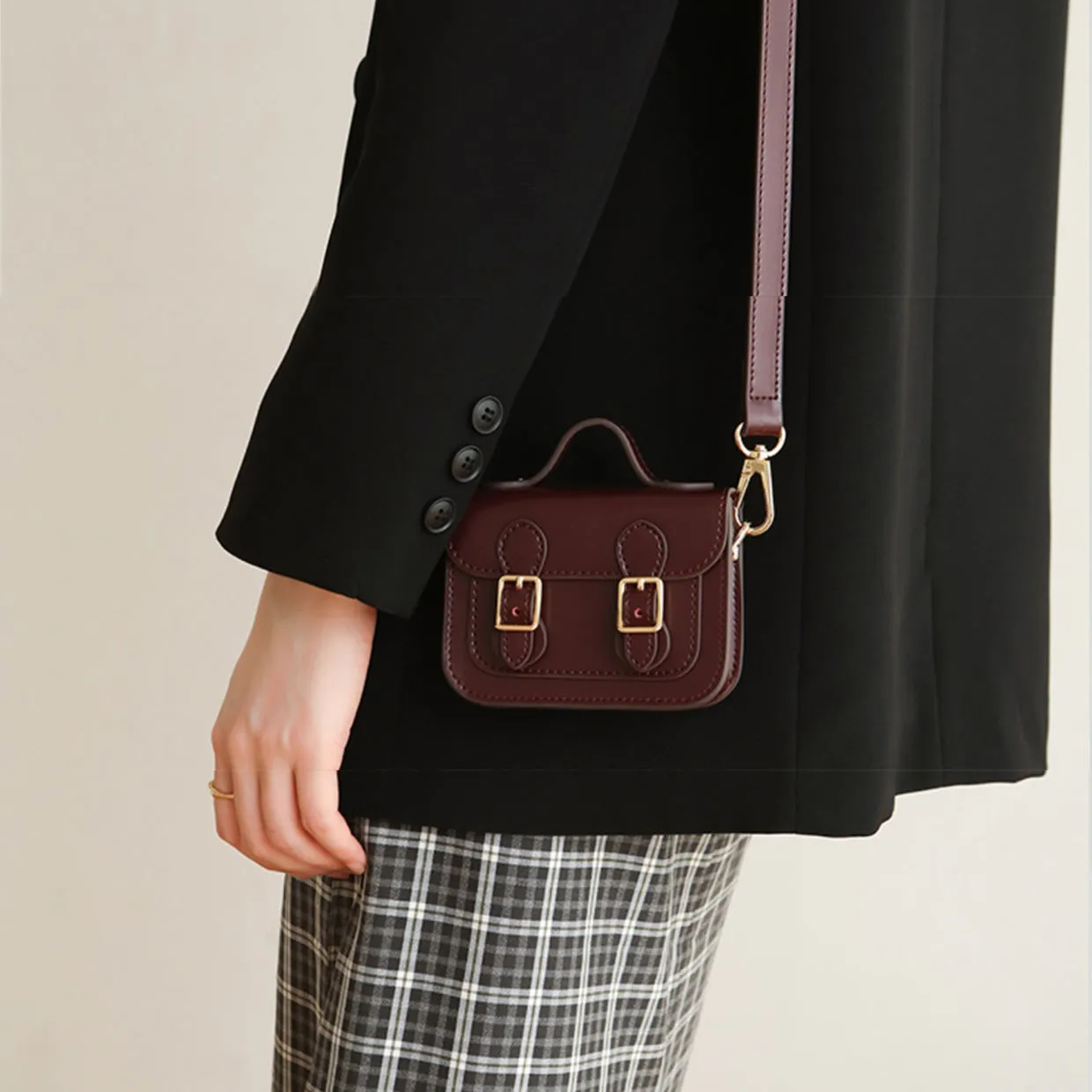 Cute Womens Mini Leather Crossbody Bag Black Leather Shoulder Bag