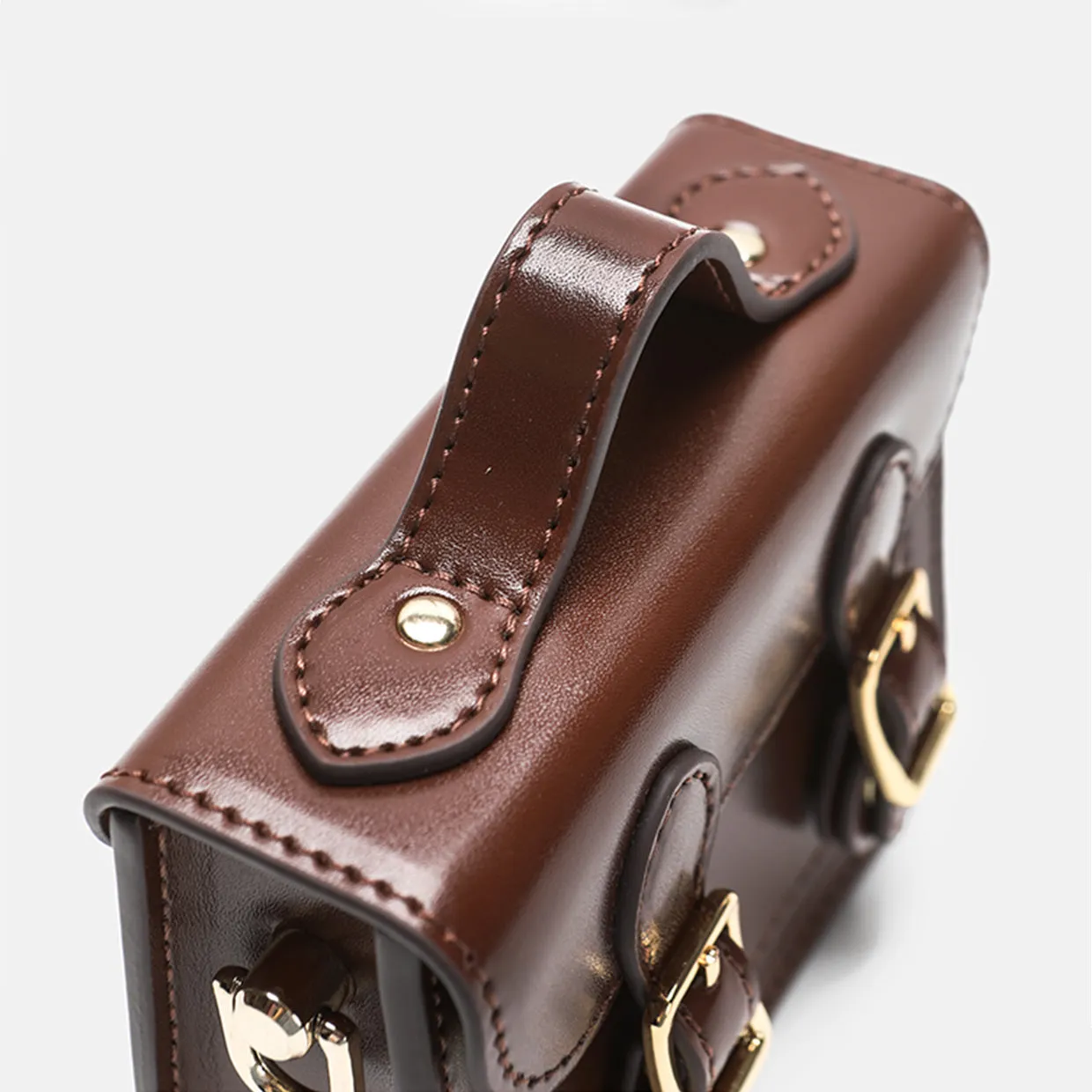 Cute Womens Mini Leather Crossbody Bag Black Leather Shoulder Bag