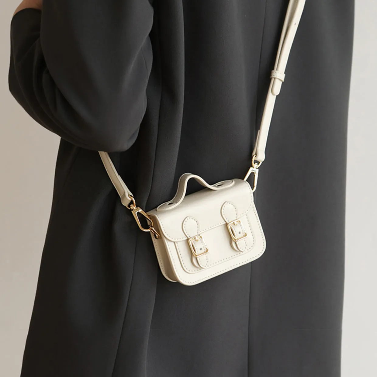Cute Womens Mini Leather Crossbody Bag Black Leather Shoulder Bag