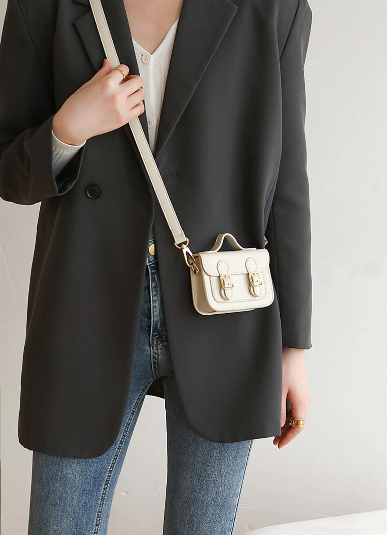 Cute Womens Mini Leather Crossbody Bag Black Leather Shoulder Bag