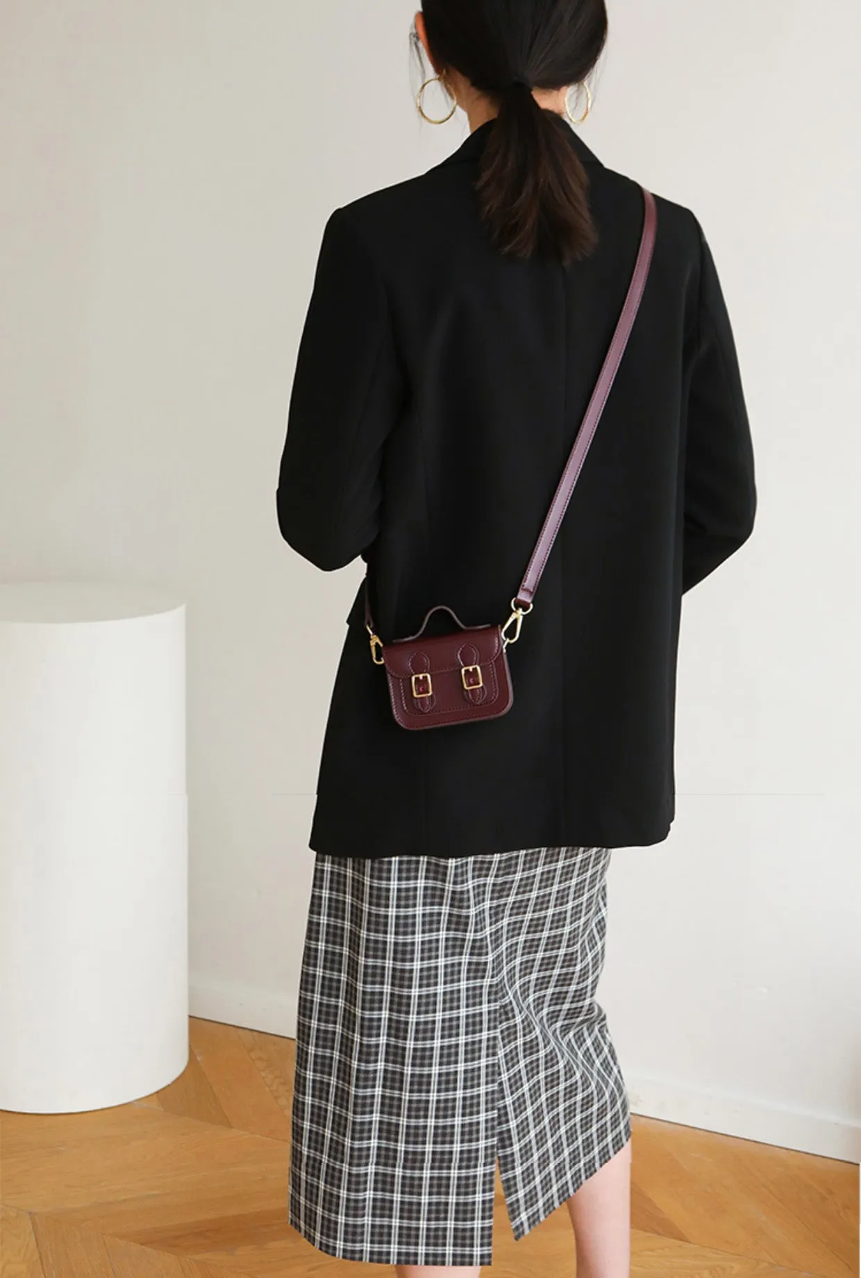 Cute Womens Mini Leather Crossbody Bag Black Leather Shoulder Bag