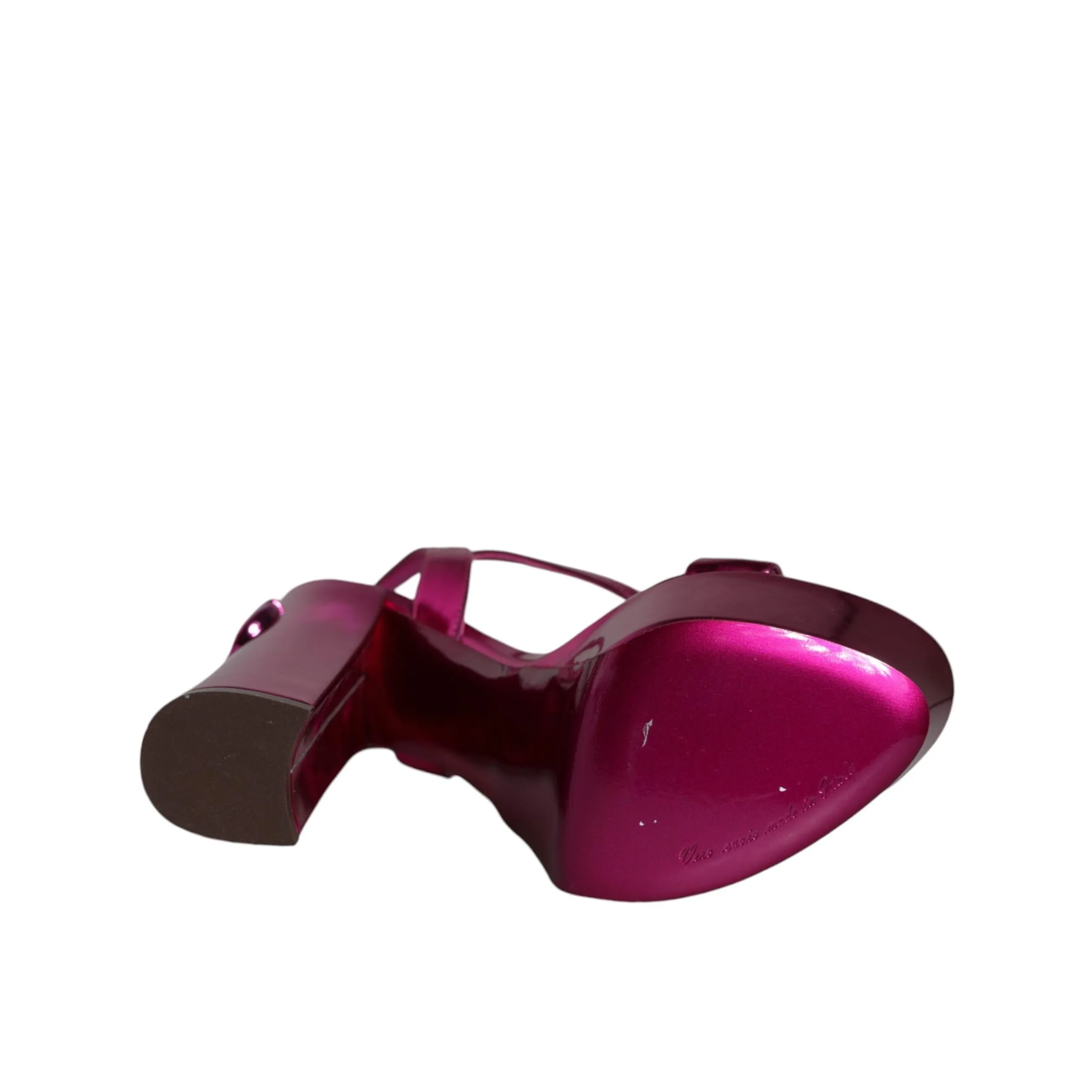 Dolce & Gabbana Fuchsia Leather Platform Logo Keira Sandals Shoes