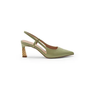 Green Embellished Slingback Heels