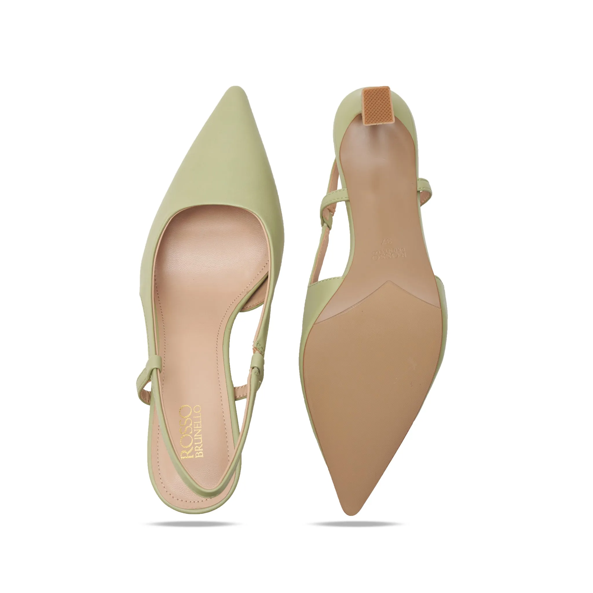 Green Embellished Slingback Heels