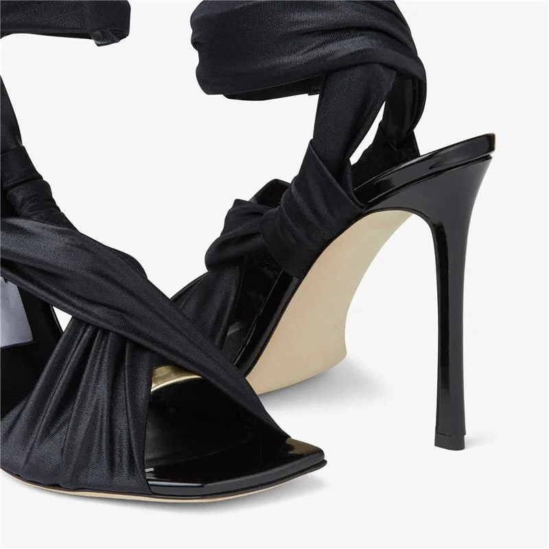 Lace Up Open Toe Sandal Heels