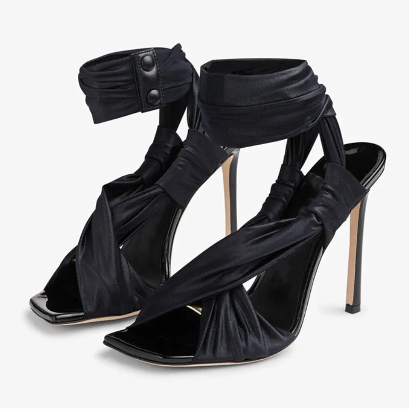 Lace Up Open Toe Sandal Heels