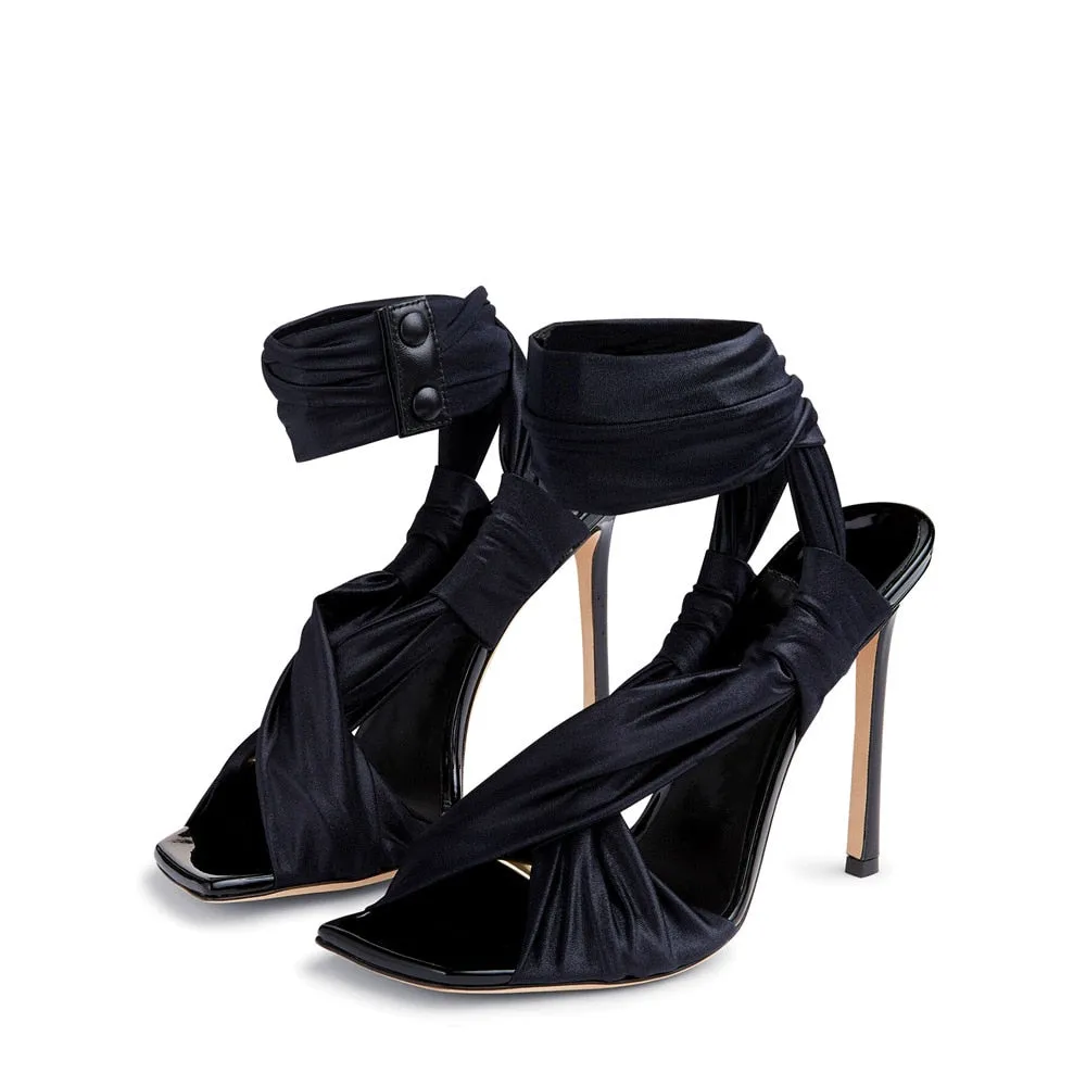 Lace Up Open Toe Sandal Heels