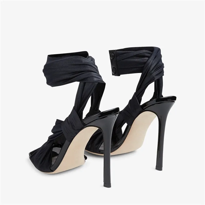Lace Up Open Toe Sandal Heels