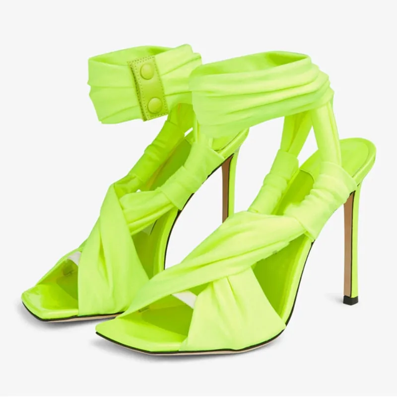 Lace Up Open Toe Sandal Heels