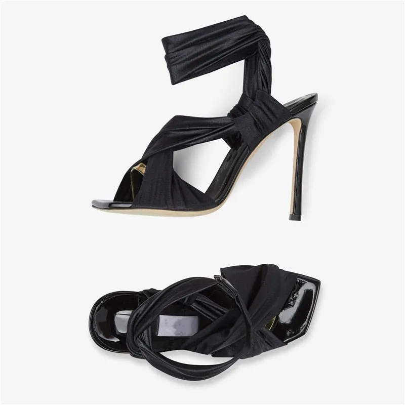Lace Up Open Toe Sandal Heels