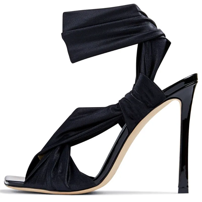 Lace Up Open Toe Sandal Heels