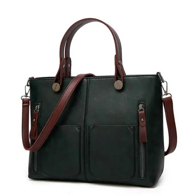 Leather Handbags Women Bag High Quality Casual Shoulder Female Trunk Tote Large designer Fashion 1