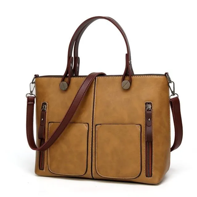 Leather Handbags Women Bag High Quality Casual Shoulder Female Trunk Tote Large designer Fashion 1