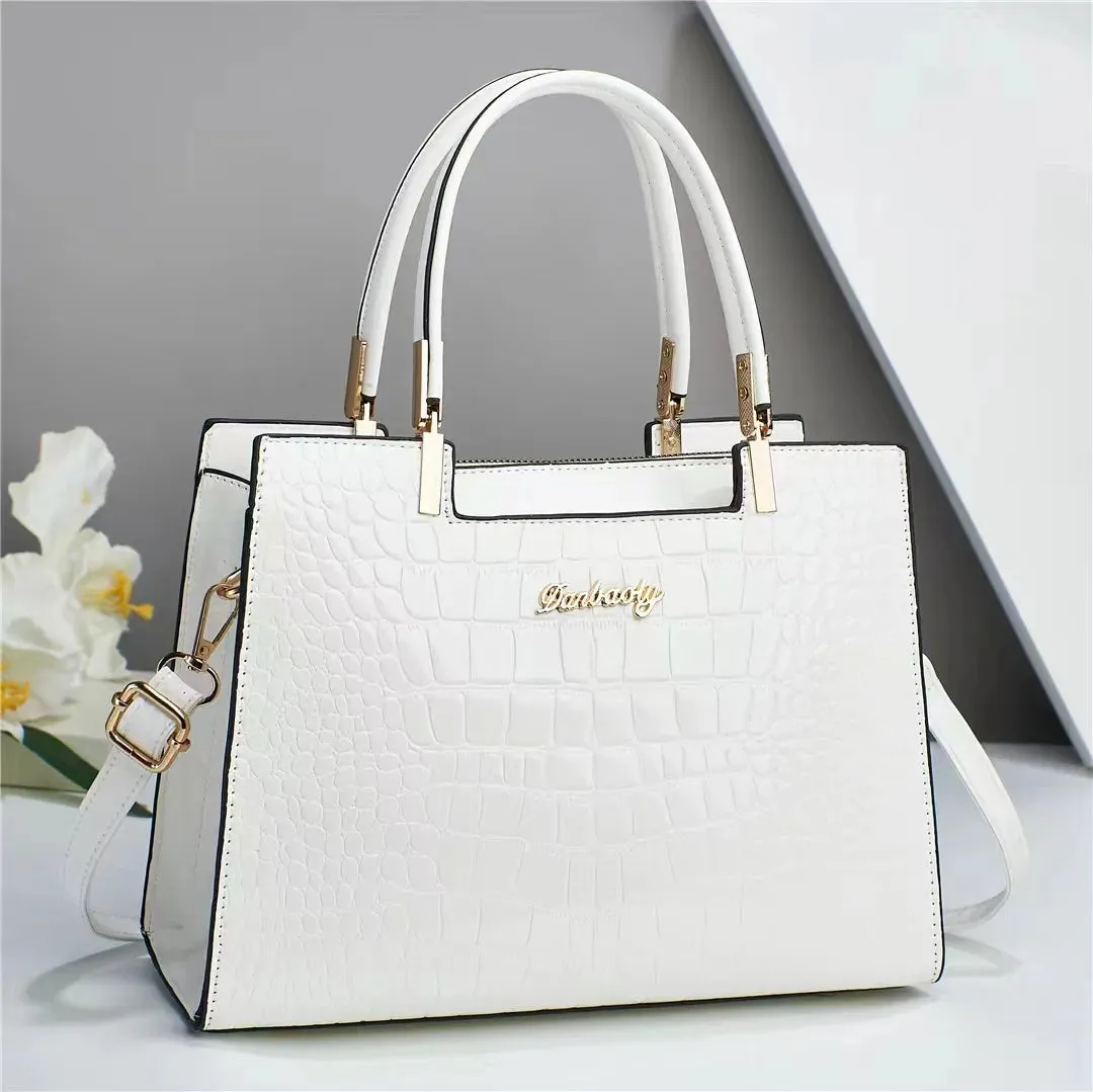Light Luxury New Fashion Women's Shoulder Bag Solid Color Crocodile Pattern Tote Handbag