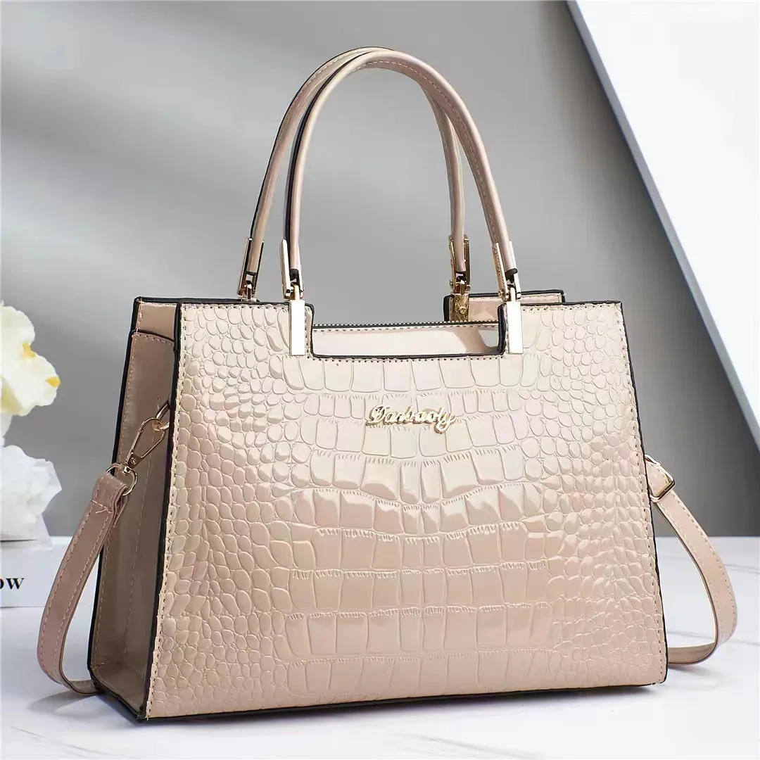 Light Luxury New Fashion Women's Shoulder Bag Solid Color Crocodile Pattern Tote Handbag