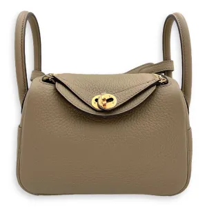 Lindy II Mini Beige Marfa in Clemence, Gold hardware