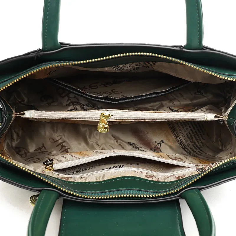 Luxury Fashion Shoulder Bag for Women Floral Patterned Leather Boston Handbags