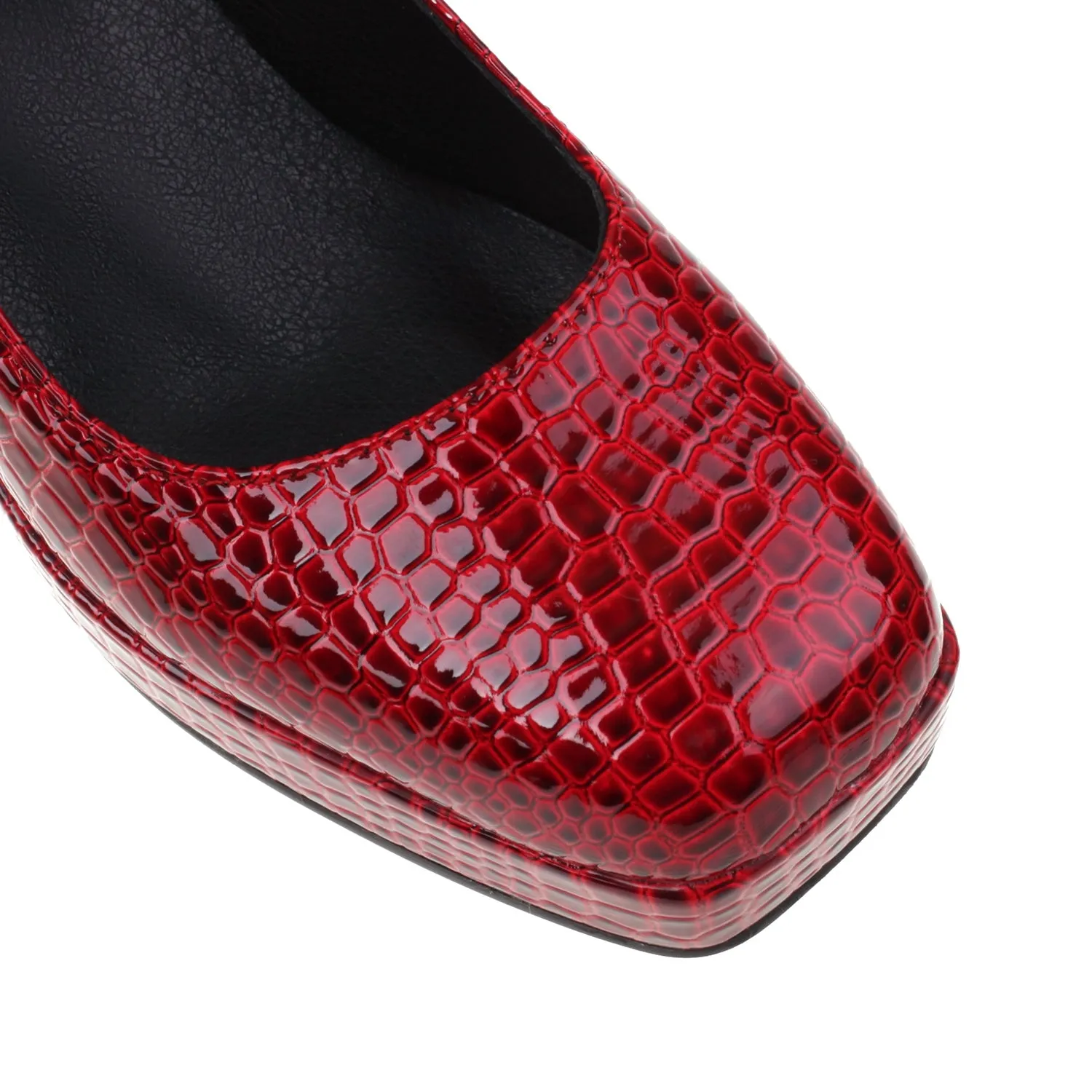 Mary Janes Sqaure Toe Animal-print Platform Pumps Chunky Heels for Women