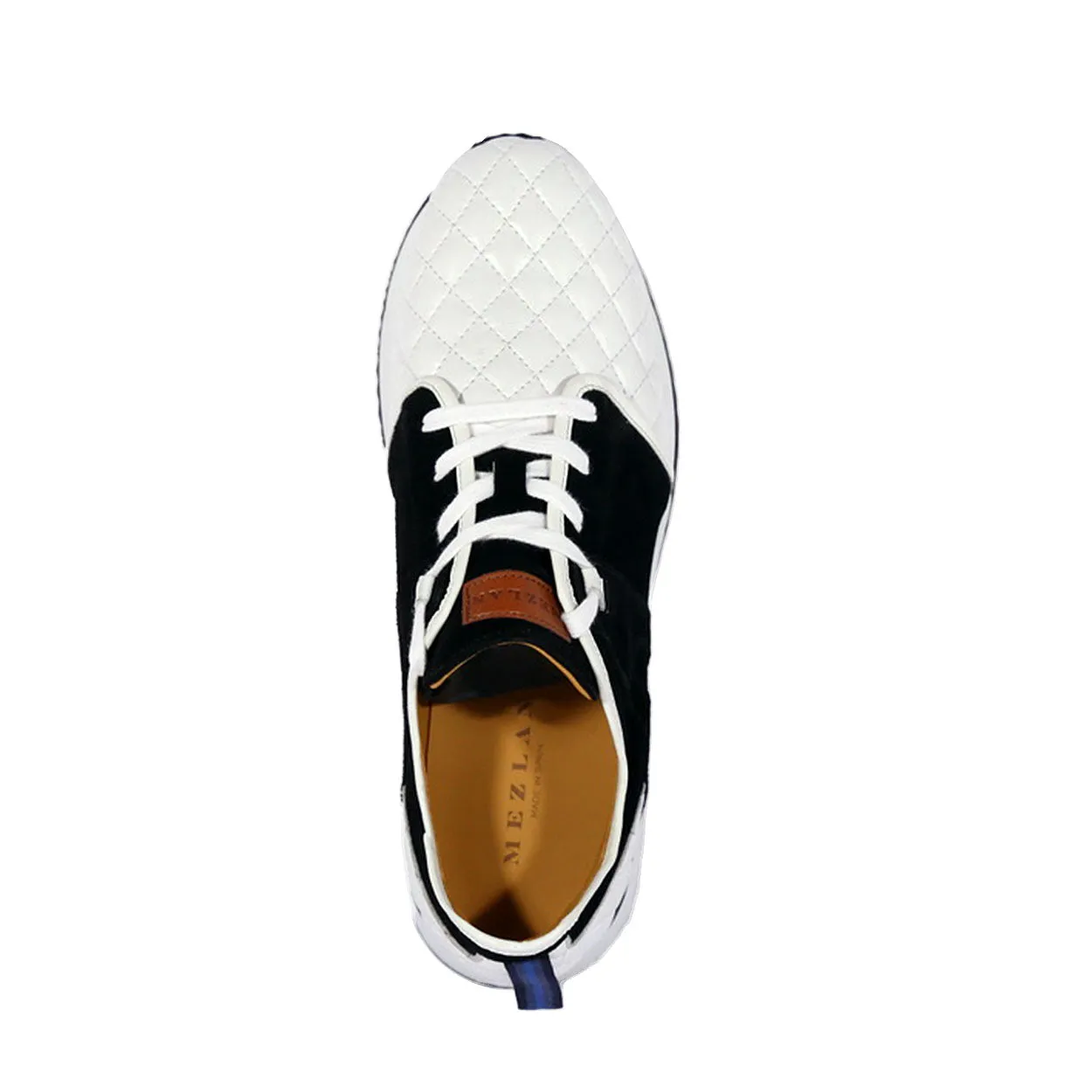 Mezlan A20742 Men's Shoes White & Black Suede / Quilted Leather Casual Sneakers (MZS3639)
