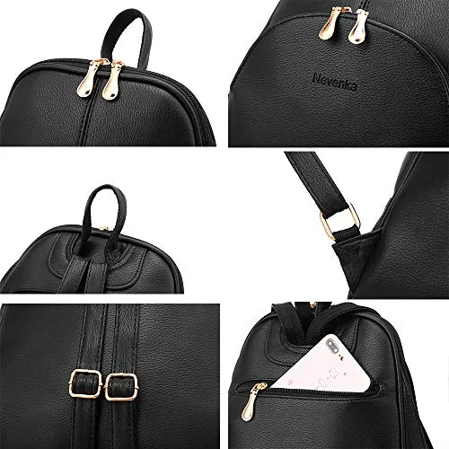 Nevenka Brand Women Bags Backpack PU Leather Zipper Bags Purse Casual Backpacks Shoulder Bags (GRAY)