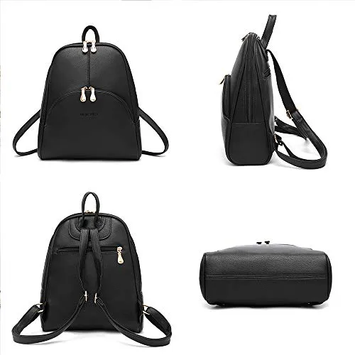 Nevenka Brand Women Bags Backpack PU Leather Zipper Bags Purse Casual Backpacks Shoulder Bags (GRAY)