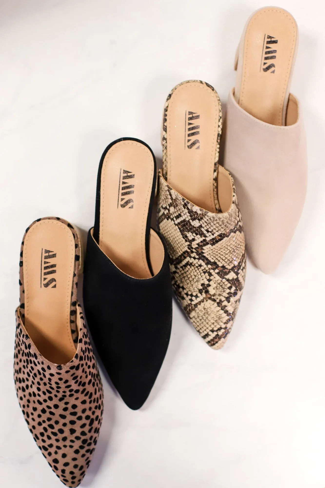 Olivia Mule Heels: Snake