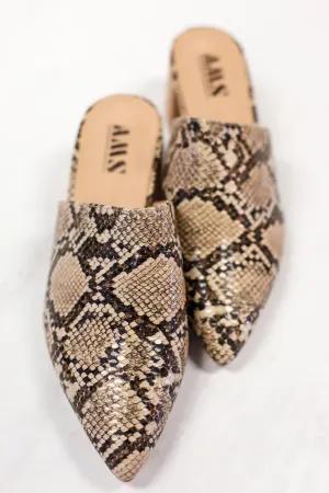 Olivia Mule Heels: Snake