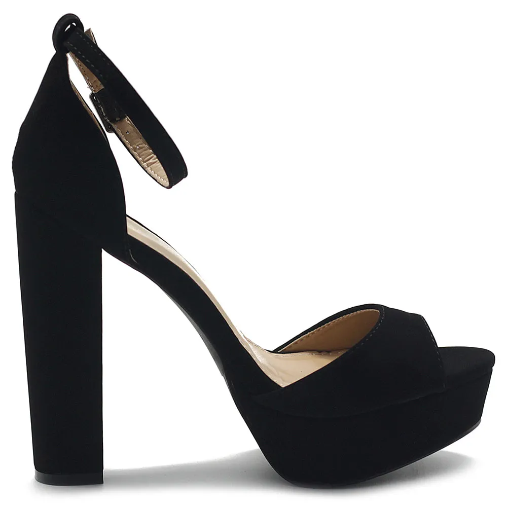 Ollio Women's Shoes Simple Platform Ankle Strap Chunky High Heeled Sandals
