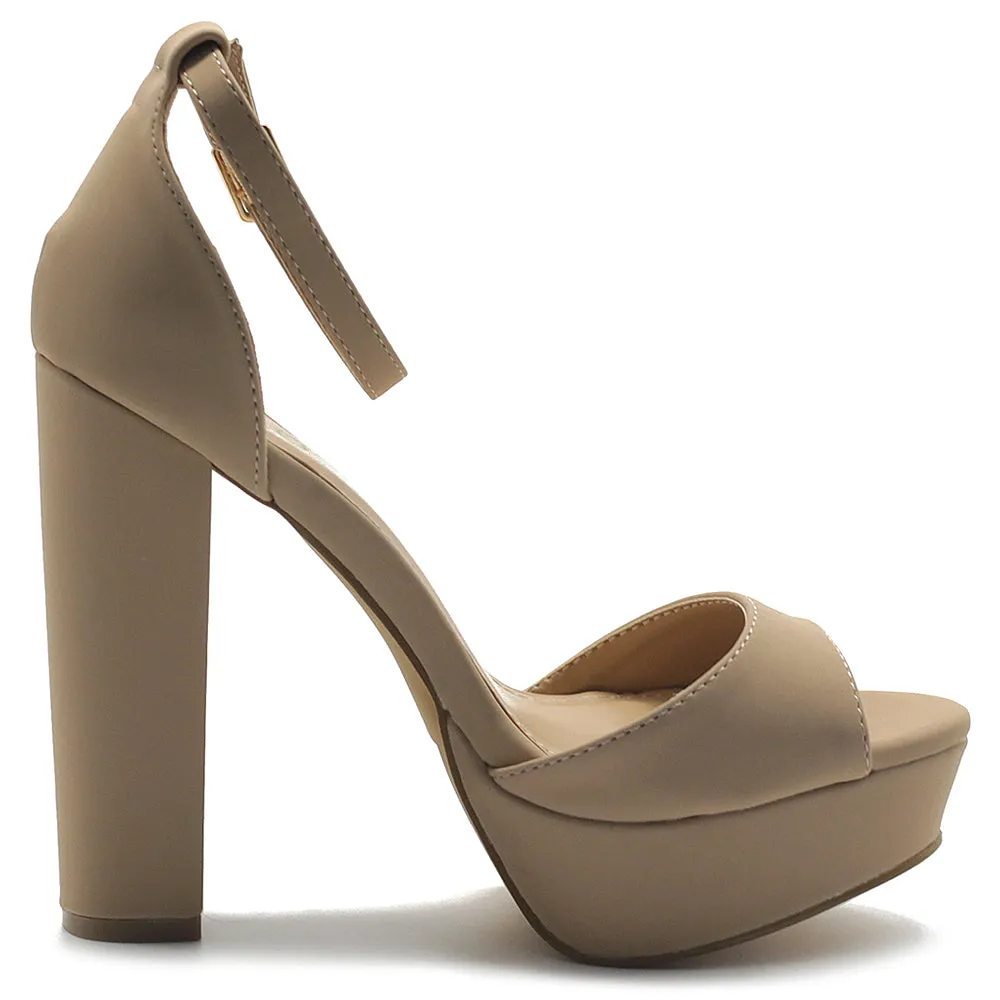 Ollio Women's Shoes Simple Platform Ankle Strap Chunky High Heeled Sandals