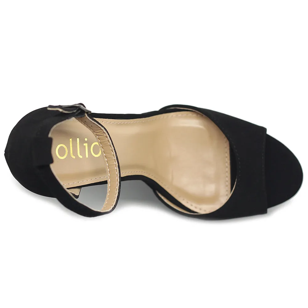 Ollio Women's Shoes Simple Platform Ankle Strap Chunky High Heeled Sandals