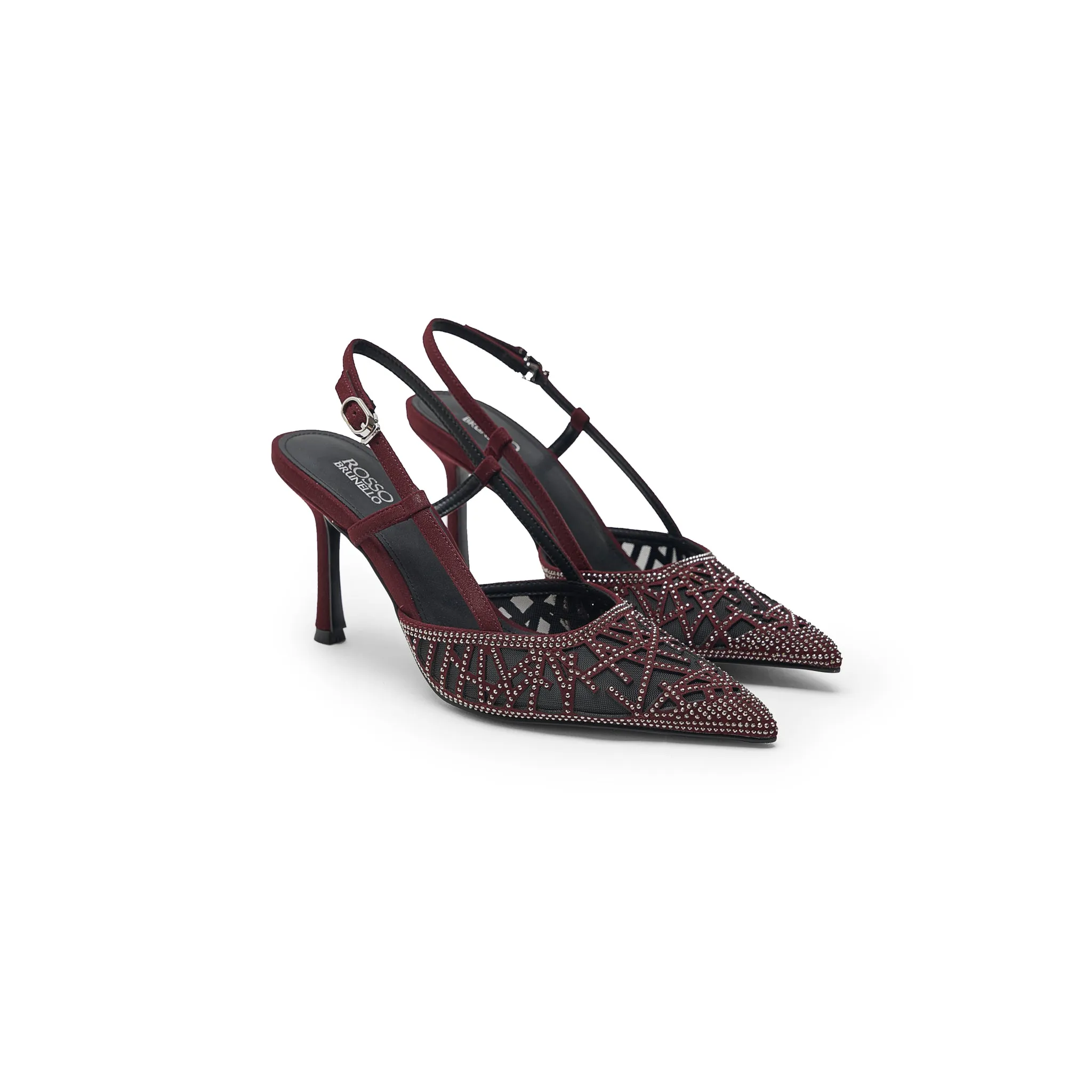 Red Embellished Slingback Heels